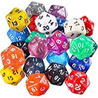 TecUnite Conjunto de Dados Poliédricos de 25 Piezas con Bolsa Negra para DND RPG MTG y Otros Juegos de Mesa con Surtiddo…